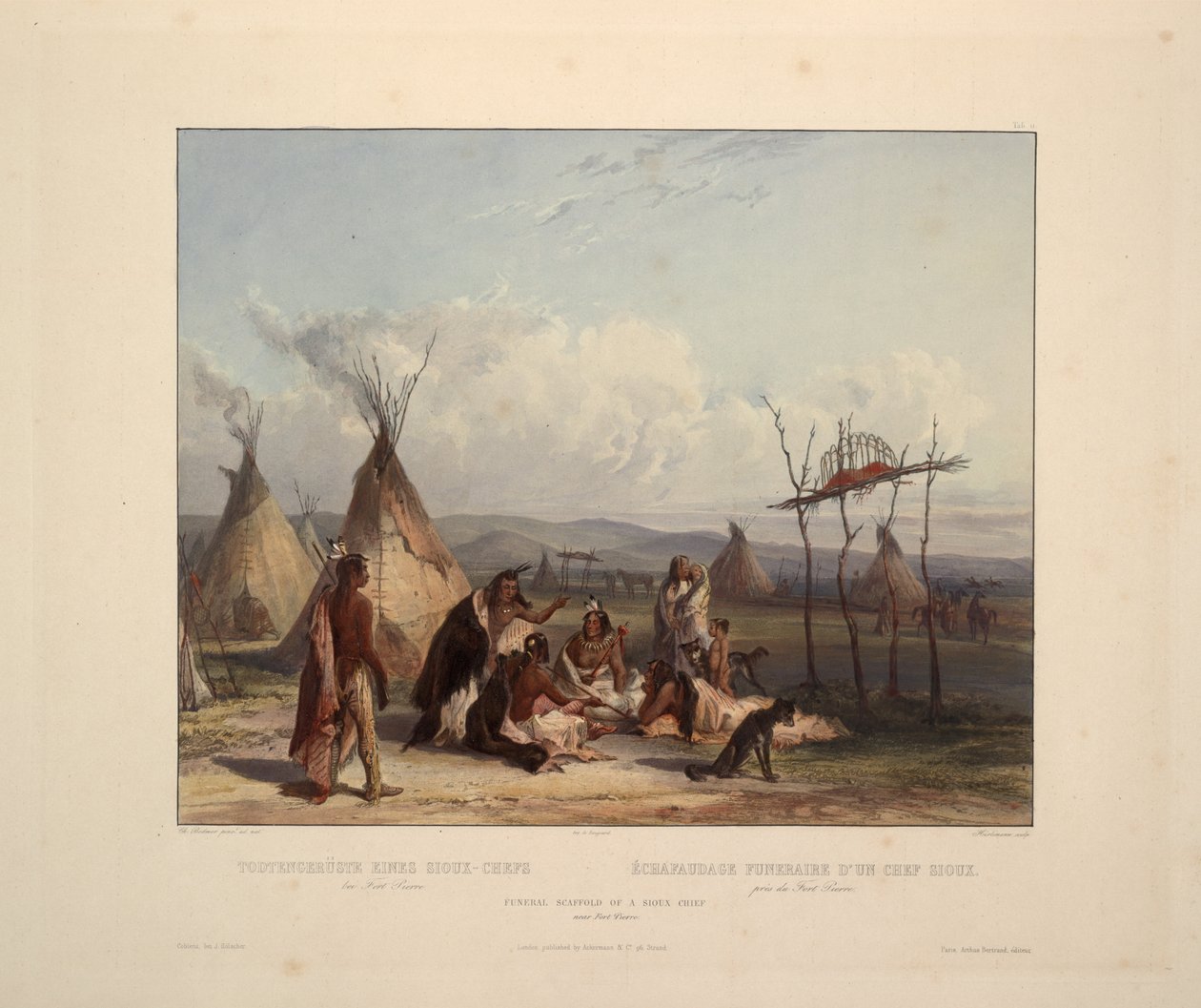 Bir Siyu şefinin cenaze iskelesi by Karl Bodmer