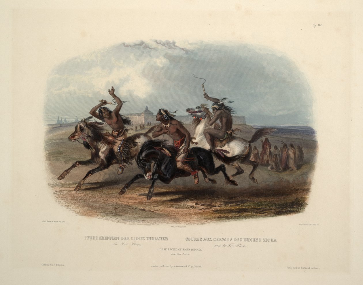 Sioux Kızılderililerinin at yarışı by Karl Bodmer