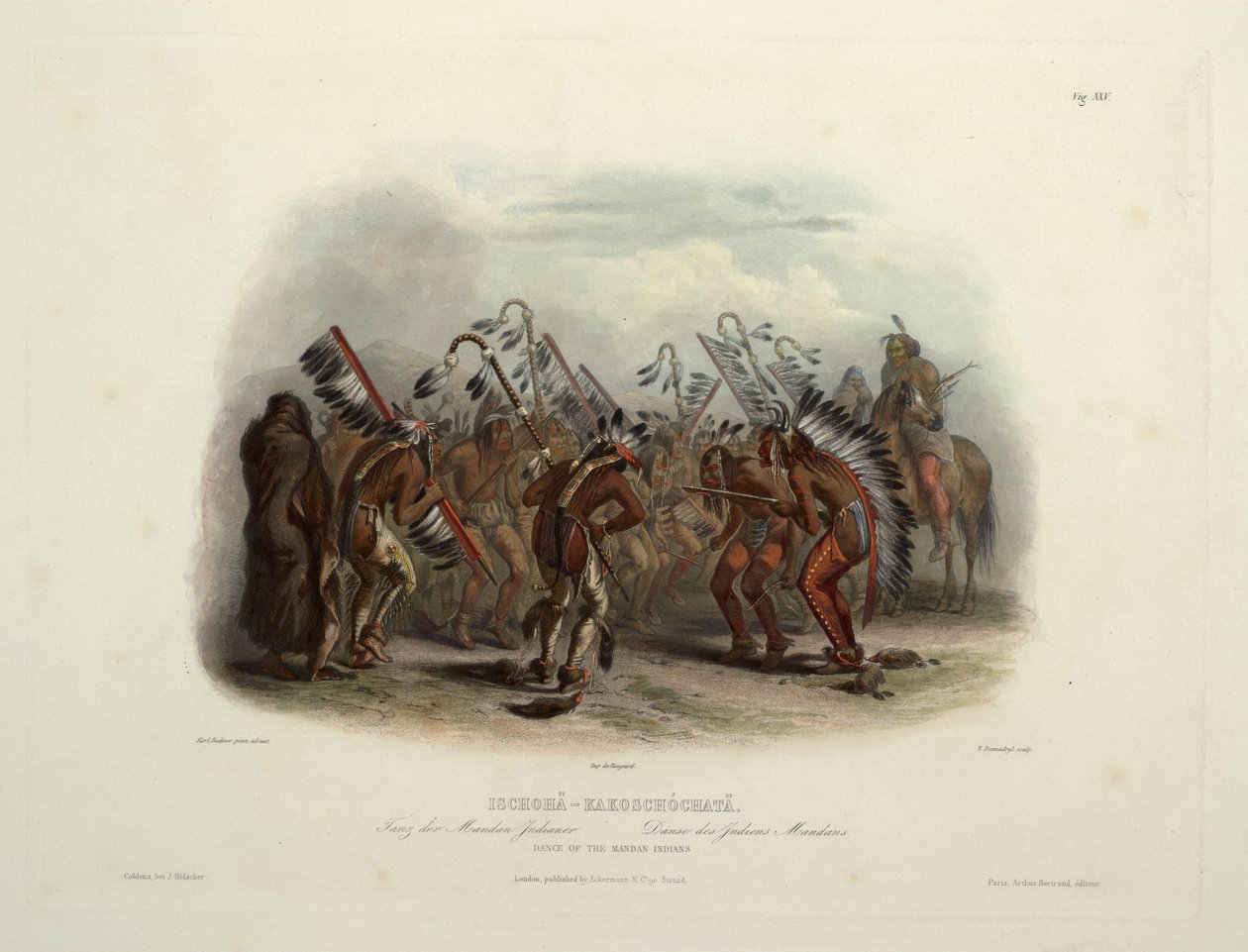 Mandan Kızılderililerinin Ischohä-Kakoschochatä Dansı by Karl Bodmer