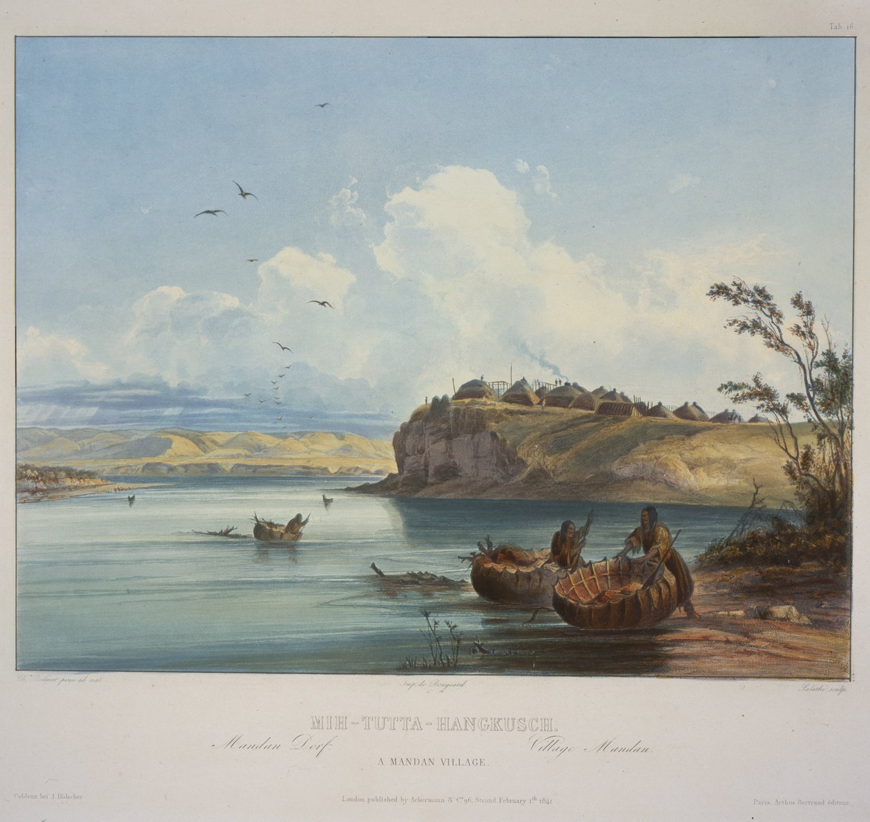 Mih-Tutta-Hangkusch. A Mandan village by Karl Bodmer