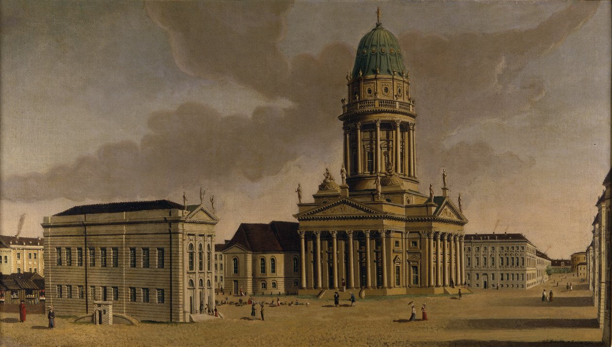 Fransız Tiyatrosu ve Katedrali ile Gendarmenmarkt, Berlin, 1788 by Karl Friedrich Fechhelm