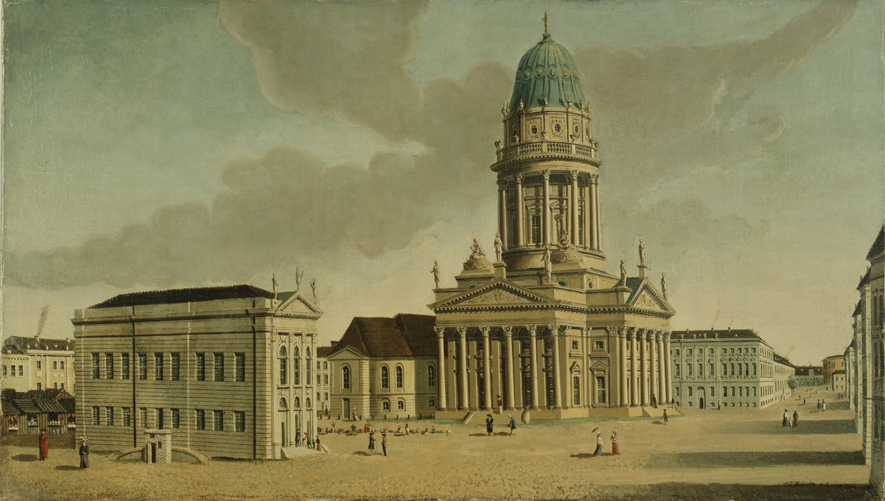 Fransız oyun evi ve katedrali ile Gendarmenmarkt