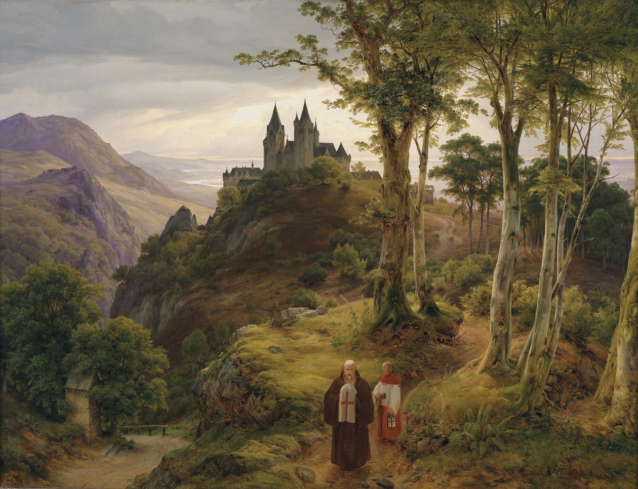 Manastır kompleksiyle romantik manzara by Carl Friedrich Lessing