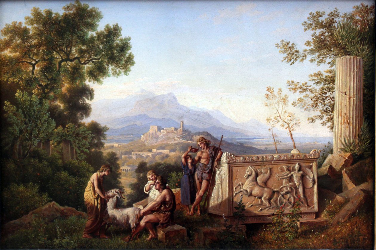 Dinlenme Çoban ile Yunan Fantezi Manzara by Karl Friedrich Schinkel