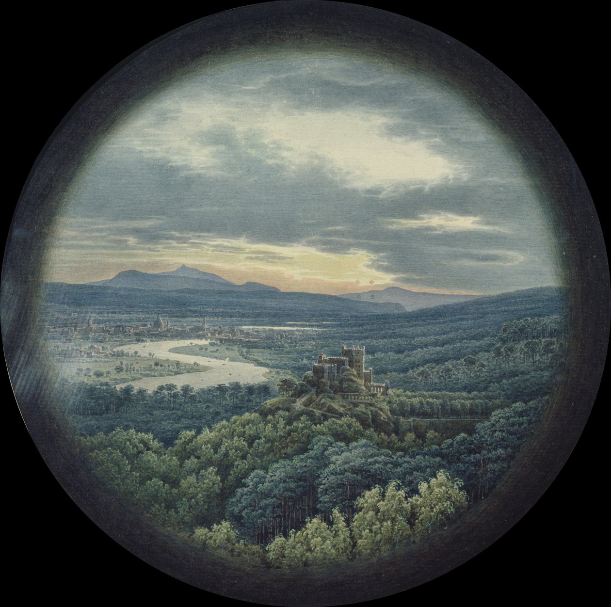View of Dresden (wc and bodycolour on paper) by Karl Friedrich Schinkel