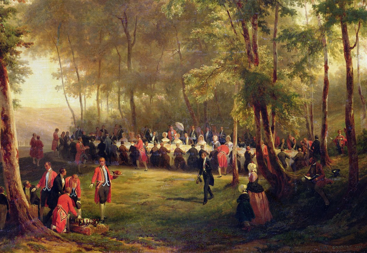 Louis-Philippe tarafından Kraliçe Victoria için Eu Ormanında Verilen Öğle Yemeği, 6 Eylül 1843, 1844 (60678 detayı) by Karl Girardet