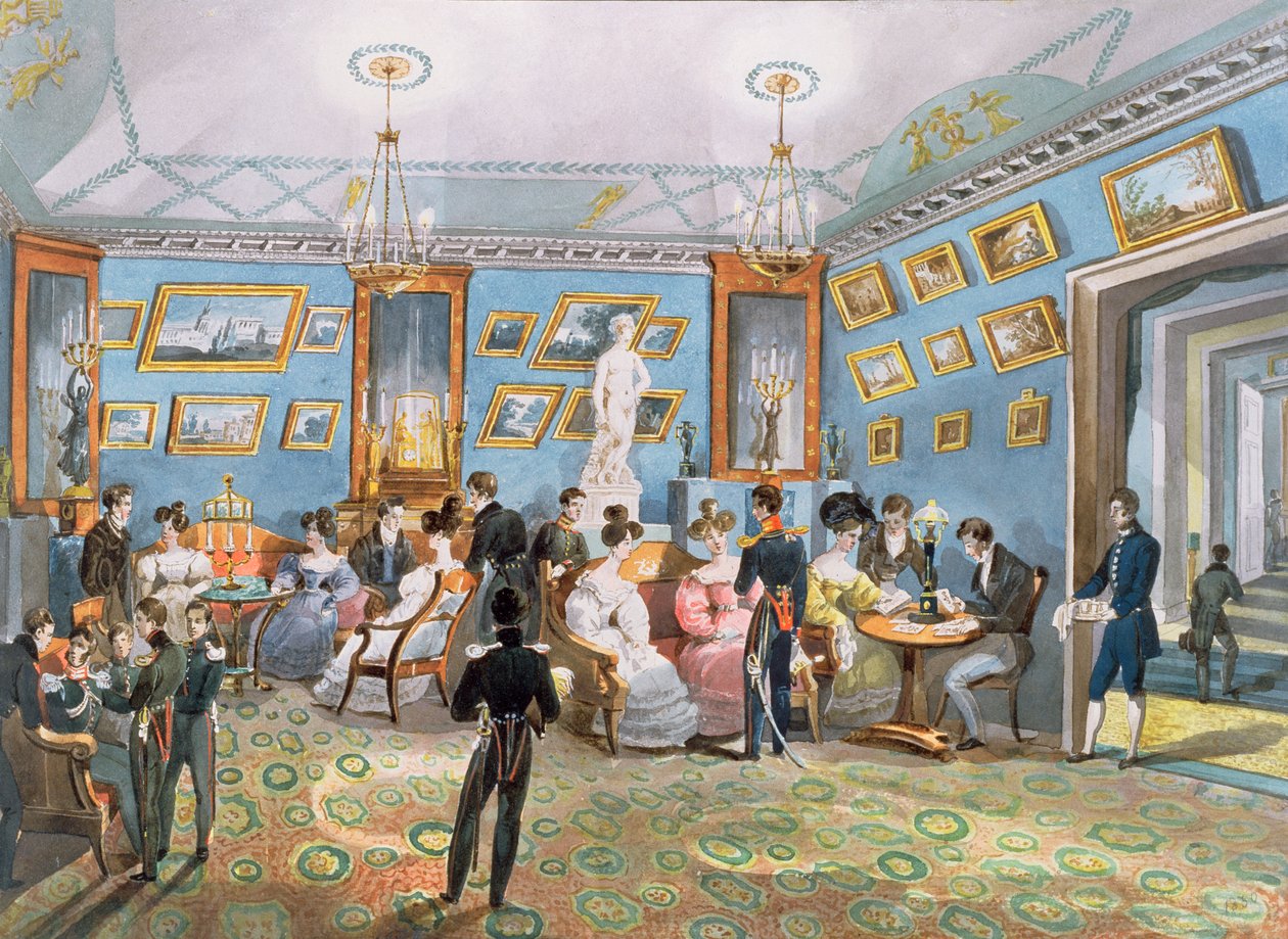 Bir Toplum Çizim Odası, c.1830 by Karl Ivanovich Kolmann