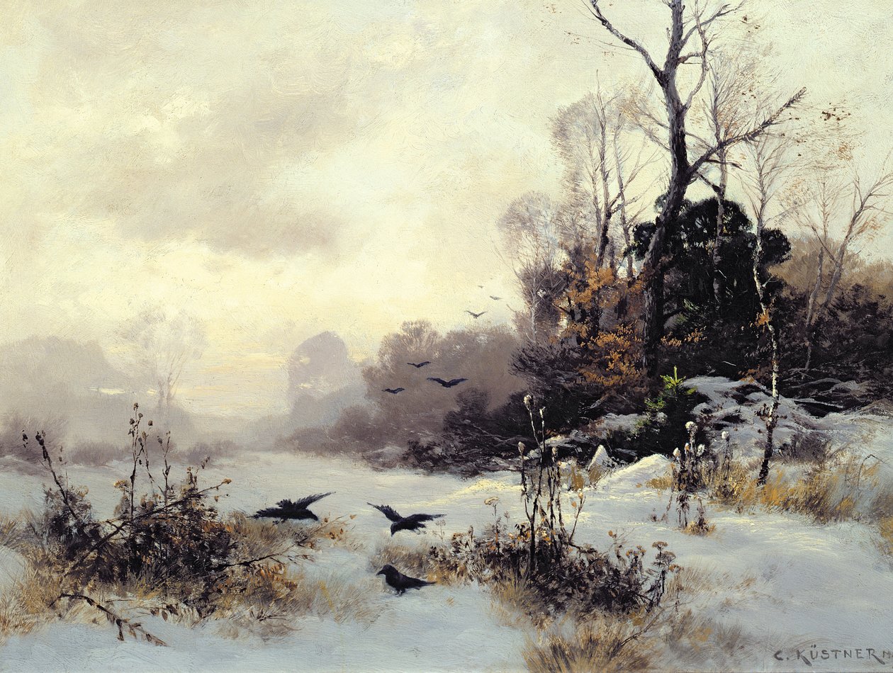 Kış Manzarasında Kargalar, 1907 by Karl Kustner