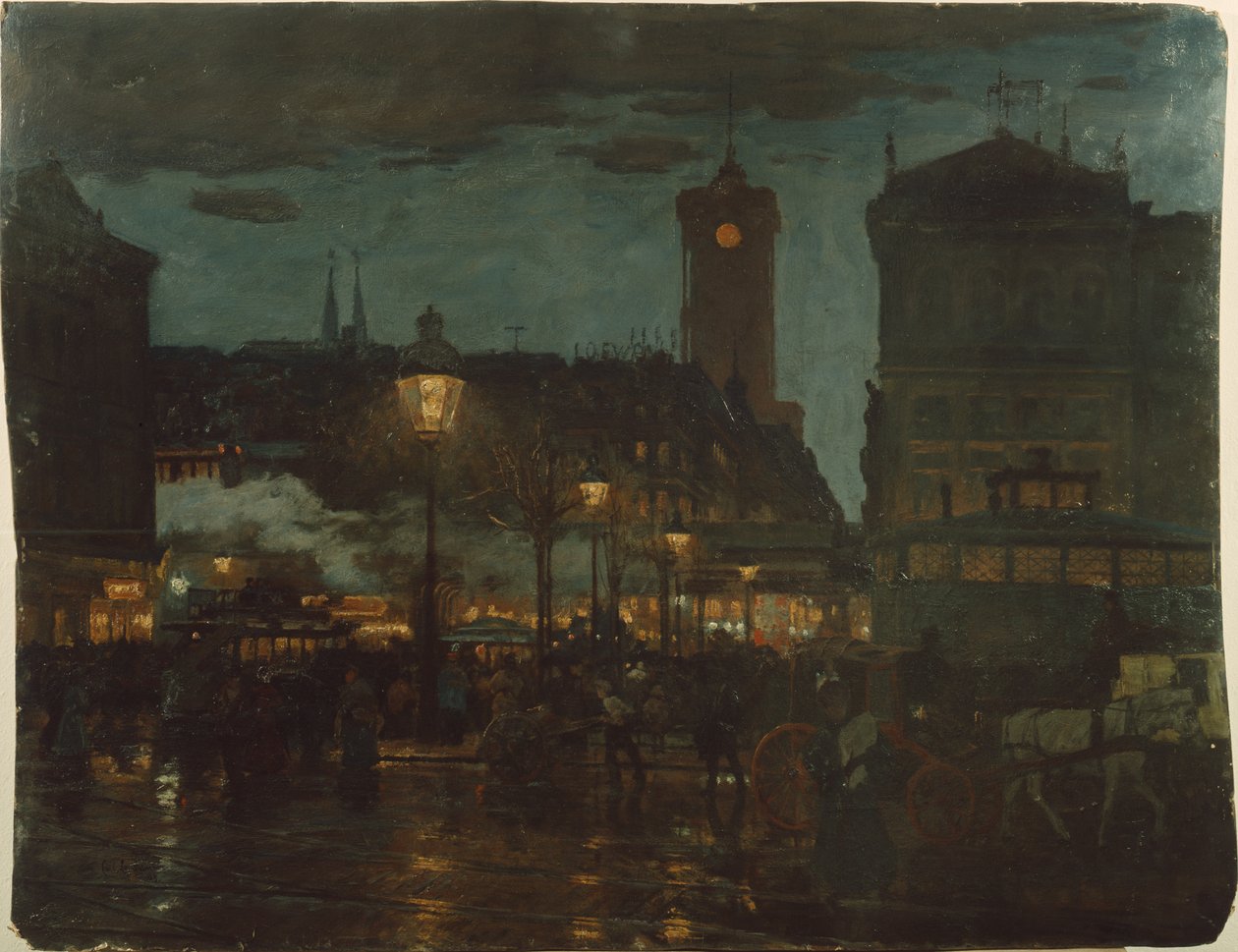 Alexander Meydanı, Berlin, gece, 1895 by Karl Langhammer