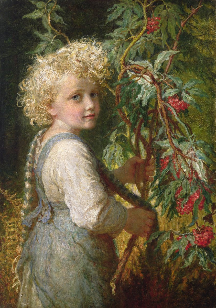 Kırmızı Çilek Toplama by Karl Wilhelm Friedrich Bauerle