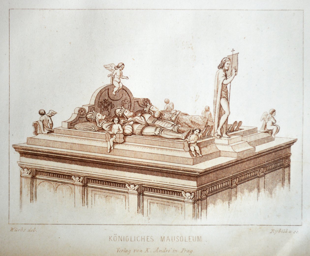 St.Petersburg kilisesindeki kralların mezarlarını gösteren 1858 tarihli Der Dom zu Prag kitabından illüstrasyon. Hoş geldin by Karl Wurbs