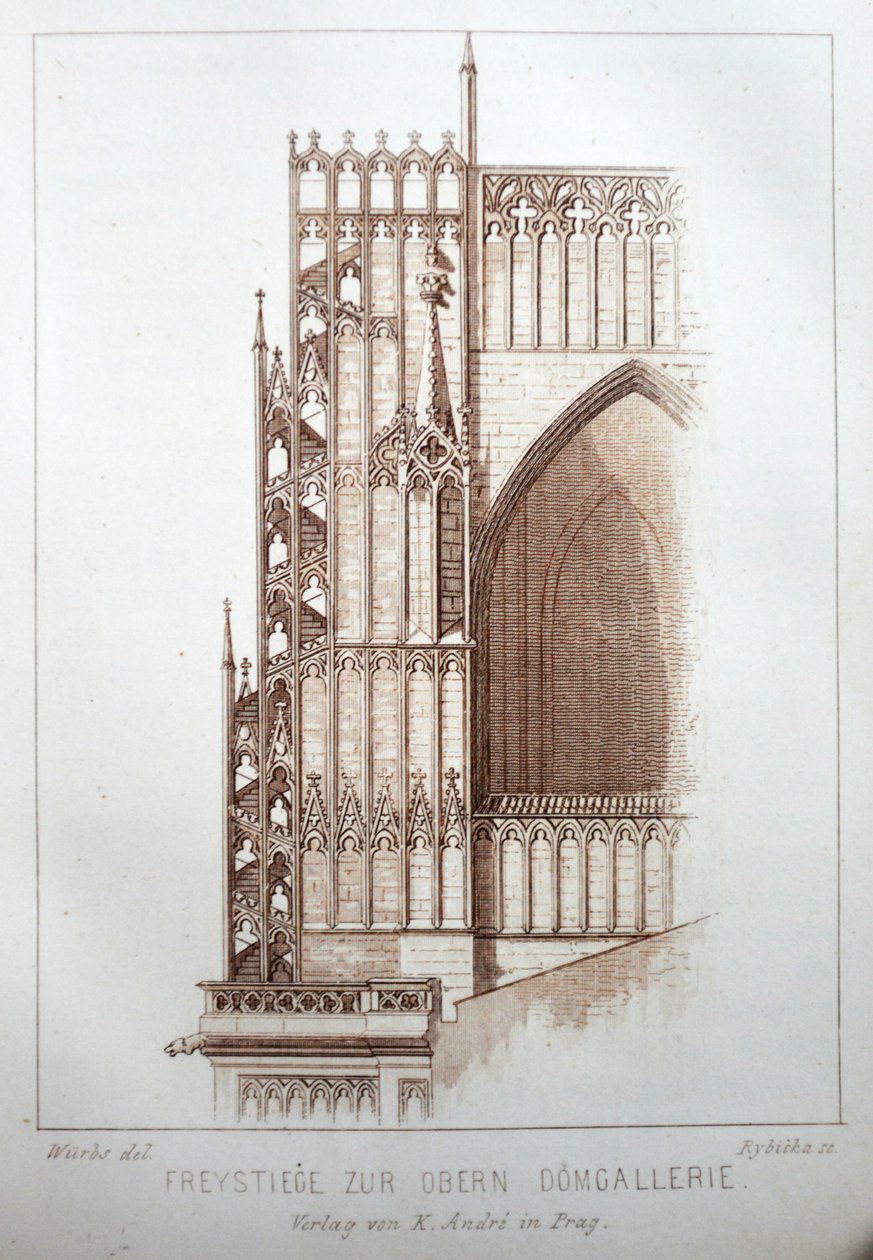 Kilisenin galerisini gösteren 1858 tarihli Der Dom zu Prag kitabından illüstrasyon. Hoş geldin by Karl Wurbs