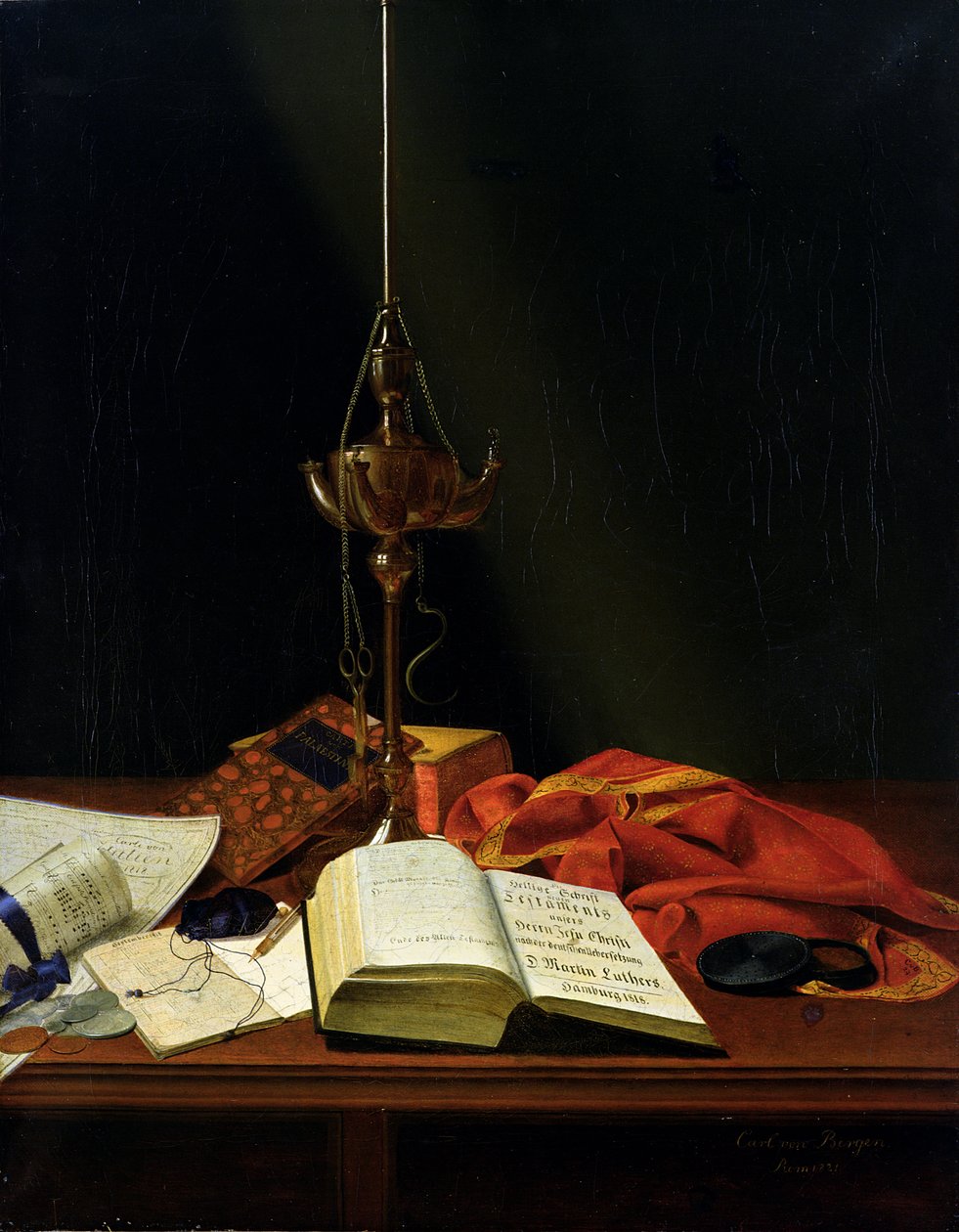 İncil ile natürmort, 1821 by Karl von Bergen