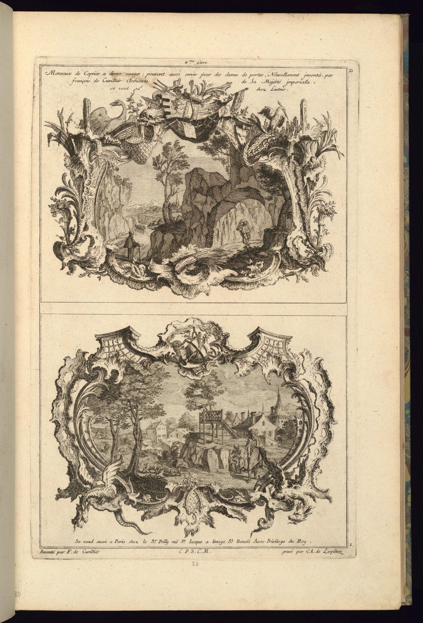 Baskı, İki Kartuş İçin Tasarım, 1745 by Karl Albert von Lespilliez