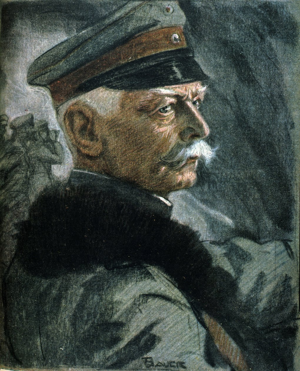 Birinci Dünya Savaşı: Alman askeri Erich von Falkenhayn'ın (1861-1922) portresi. Karl Bauer'in İllüstrasyonu (1868-1942) by Karl Bauer