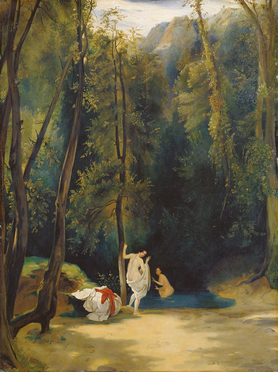 Terni Parkında Yıkanan Kadınlar, 1828-29 civarı (tuval üzerine yağlıboya) by Karl Blechen