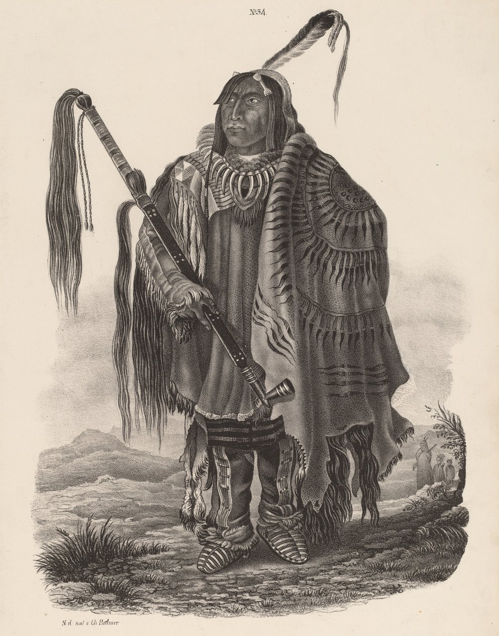 Bir Monitari Kızılderilisi, 1839. by Karl Bodmer