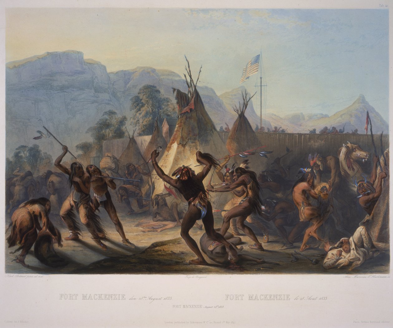 Fort McKenzie, 28 Ağustos 1833, Manceau und Hurliman tarafından oyulmuş, 1842