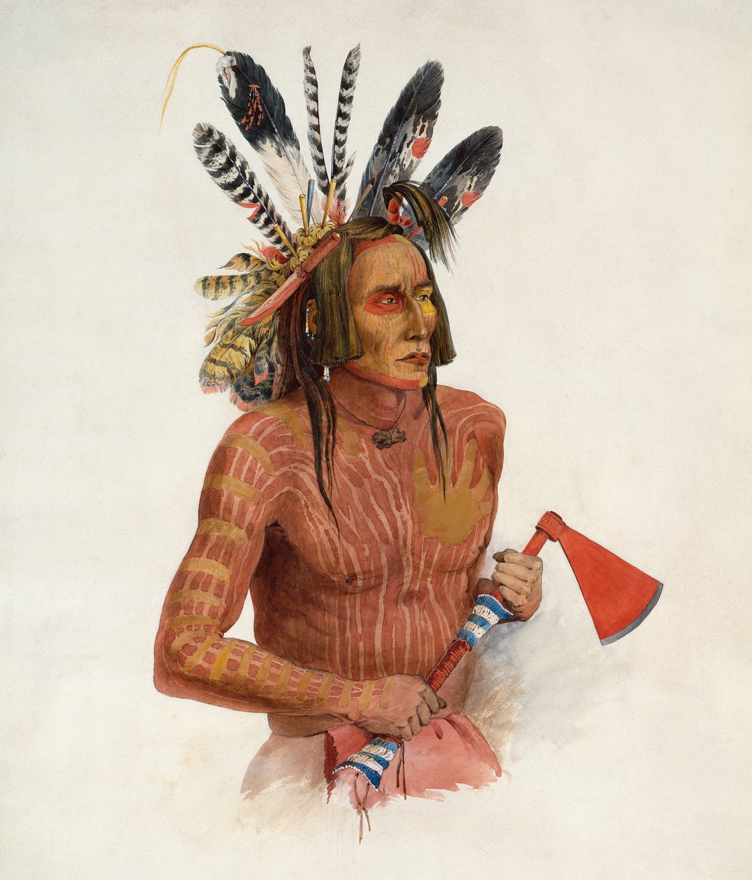 Mato-Tope, Savaşçı Eylemlerinin İşaretleriyle Süslenmiş by Karl Bodmer