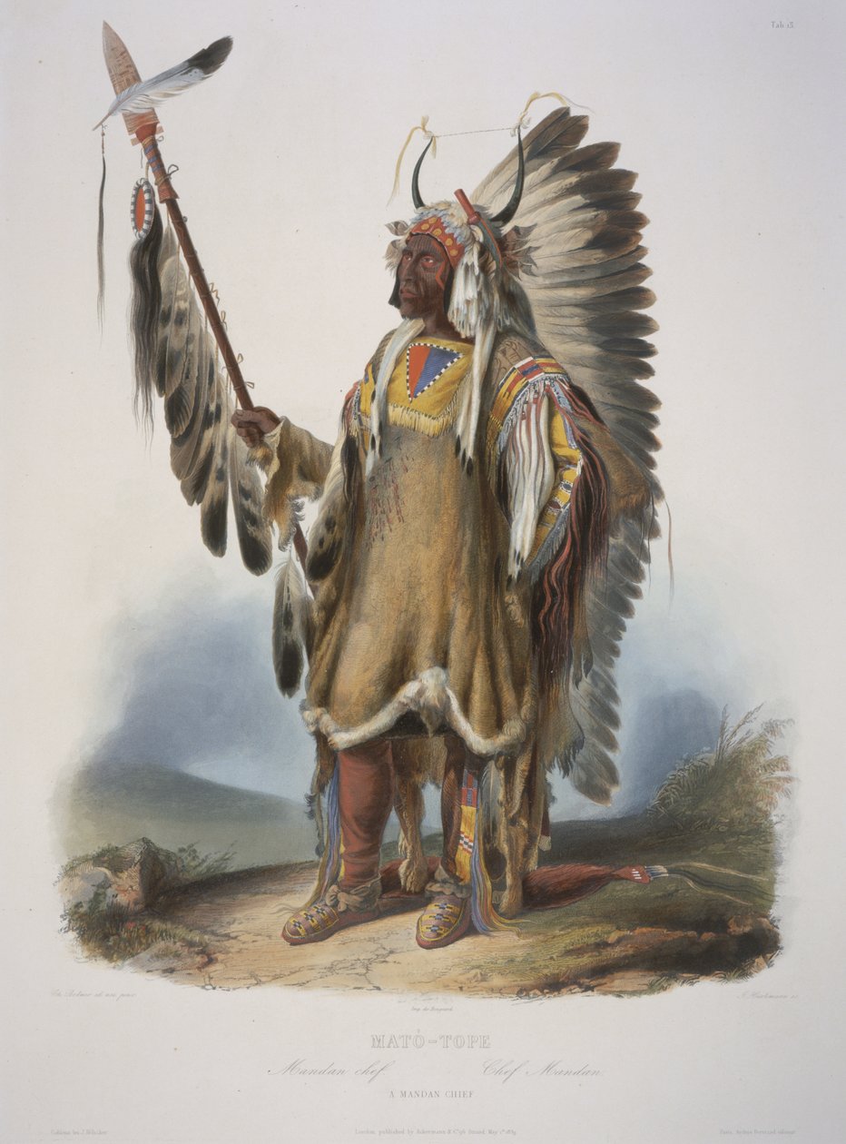 Mato-Tope, bir Mandan şefi, J. Hurliman tarafından oyulmuş, 1839