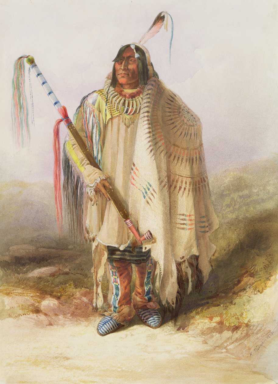 Pehriska-Ruhpa, Hidatsa savaşçısı by Karl Bodmer