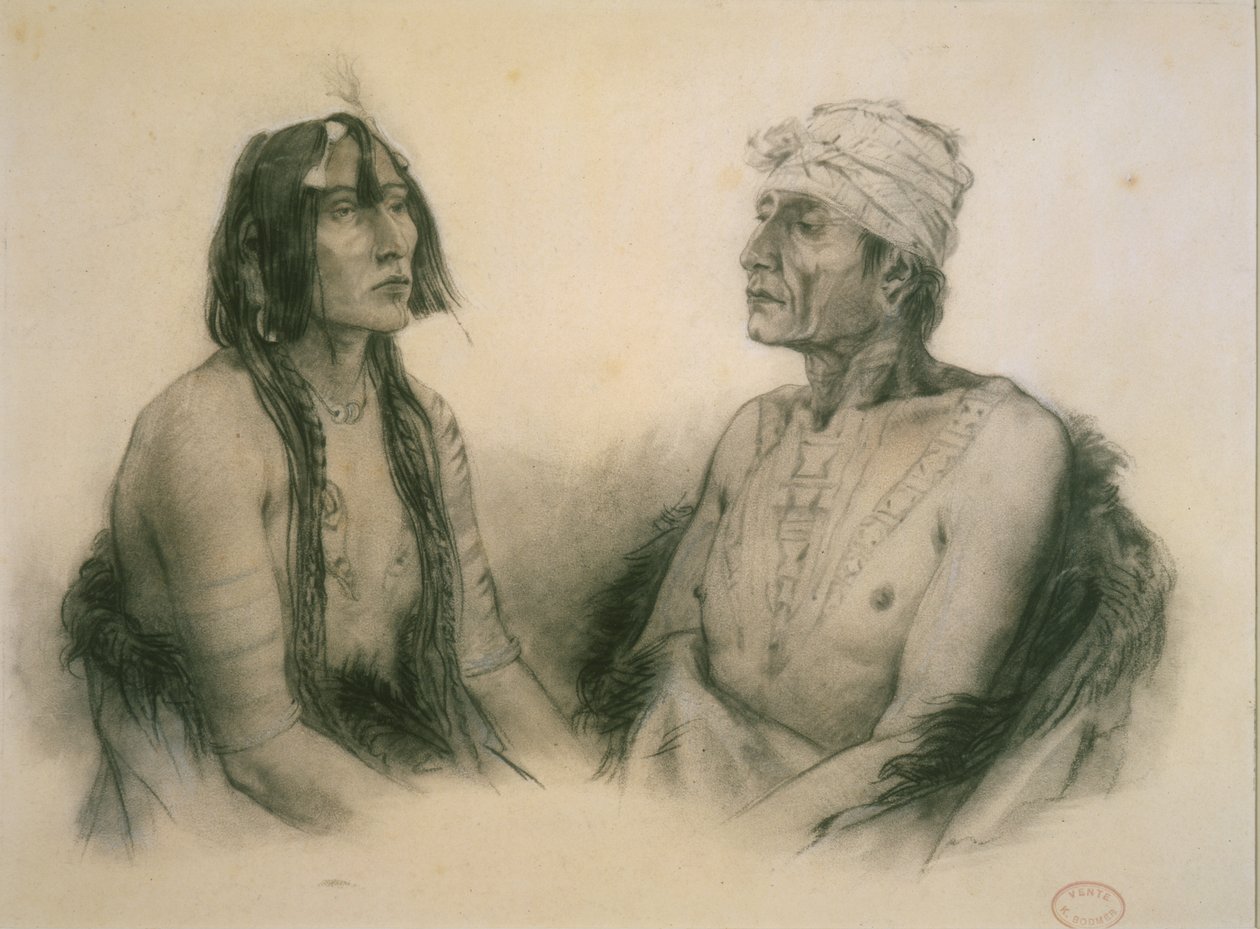 Psihdja-S?hpa ve Tuk?n-H?ton, Yankton erkekleri by Karl Bodmer
