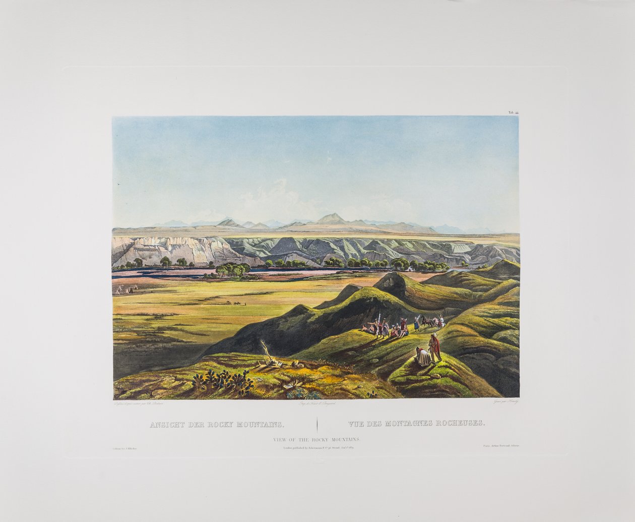 Tablo 44. Rocky Dağları#39;nın görünümü, Bodmer#39;s America, c.1836-43 (kağıt üzerine bakır levha gravür) by Karl Bodmer