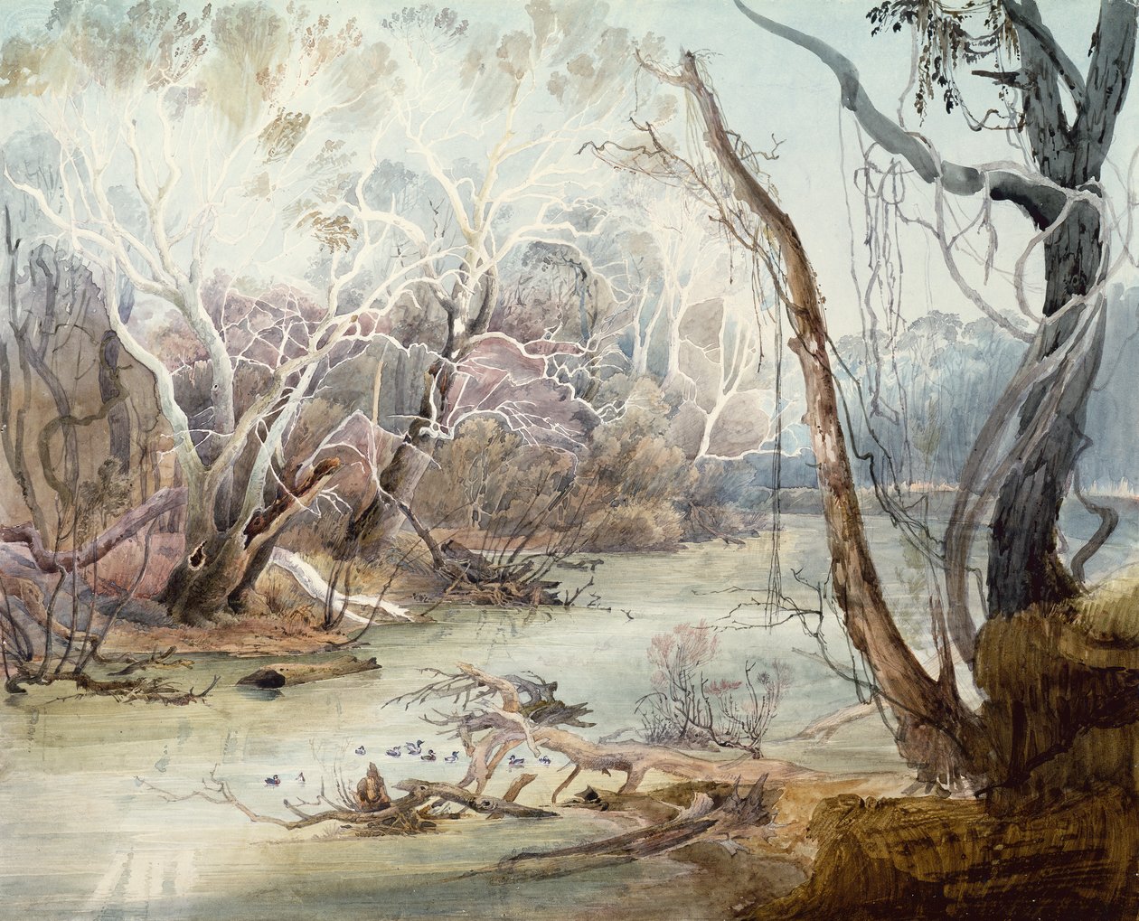New Harmony, Indiana yakınlarındaki Fox Nehri by Karl Bodmer
