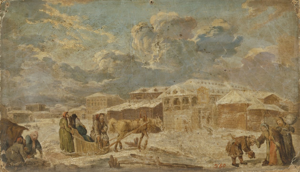 Kışın Şehir Meydanı, 18. Yüzyılın İkinci Yarısı. by Karl Friedrich Knappe