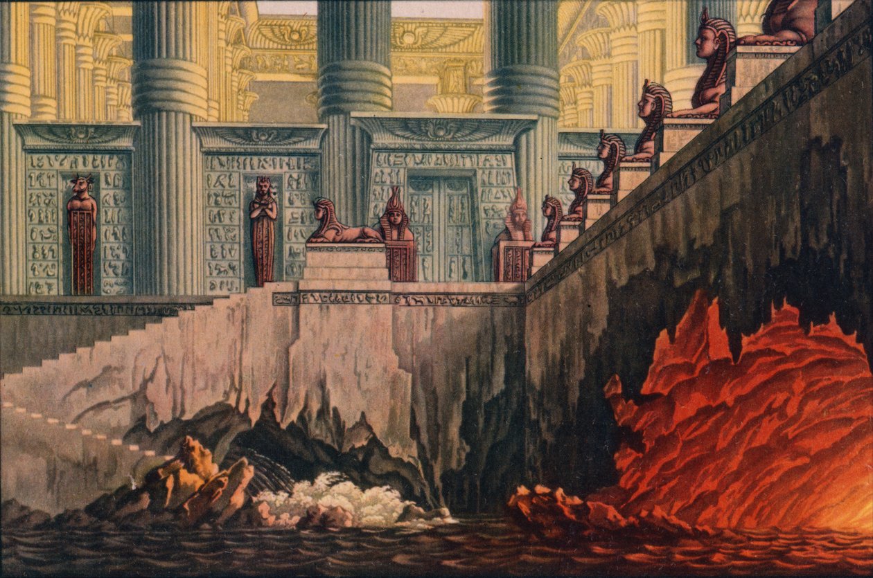 Mozarts operası Die Zauberflote Sihirli Flüt yapımı için tasarım, 1816 by Karl Friedrich Schinkel