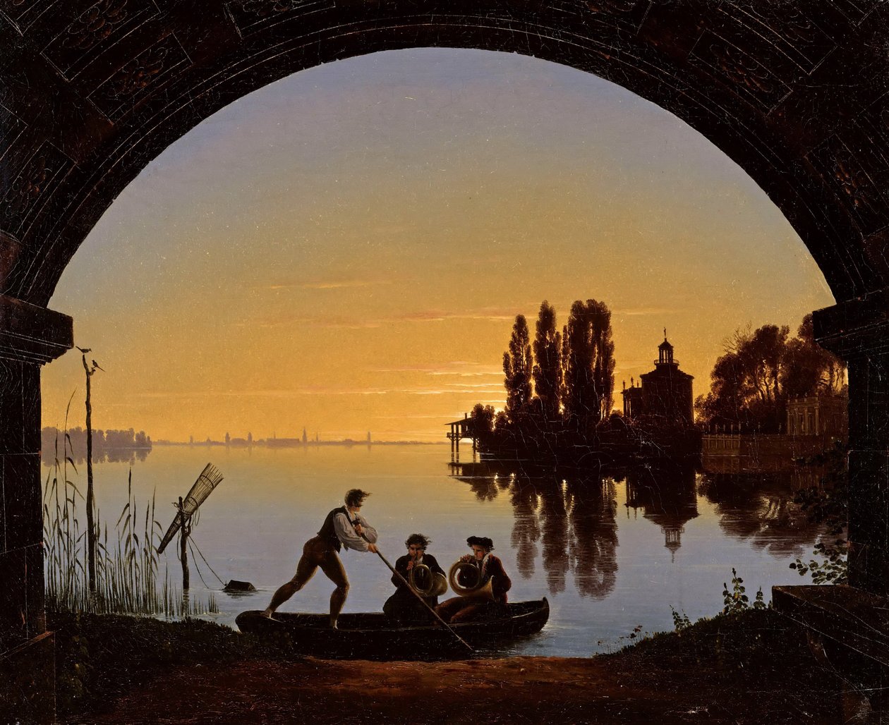 Les rivages de la Spree pres de Stralau Stralau yakınlarındaki Spree Kıyıları - Karl Friedrich Schinkel (1781-1841). Tuval üzerine yağlıboya by Karl Friedrich Schinkel
