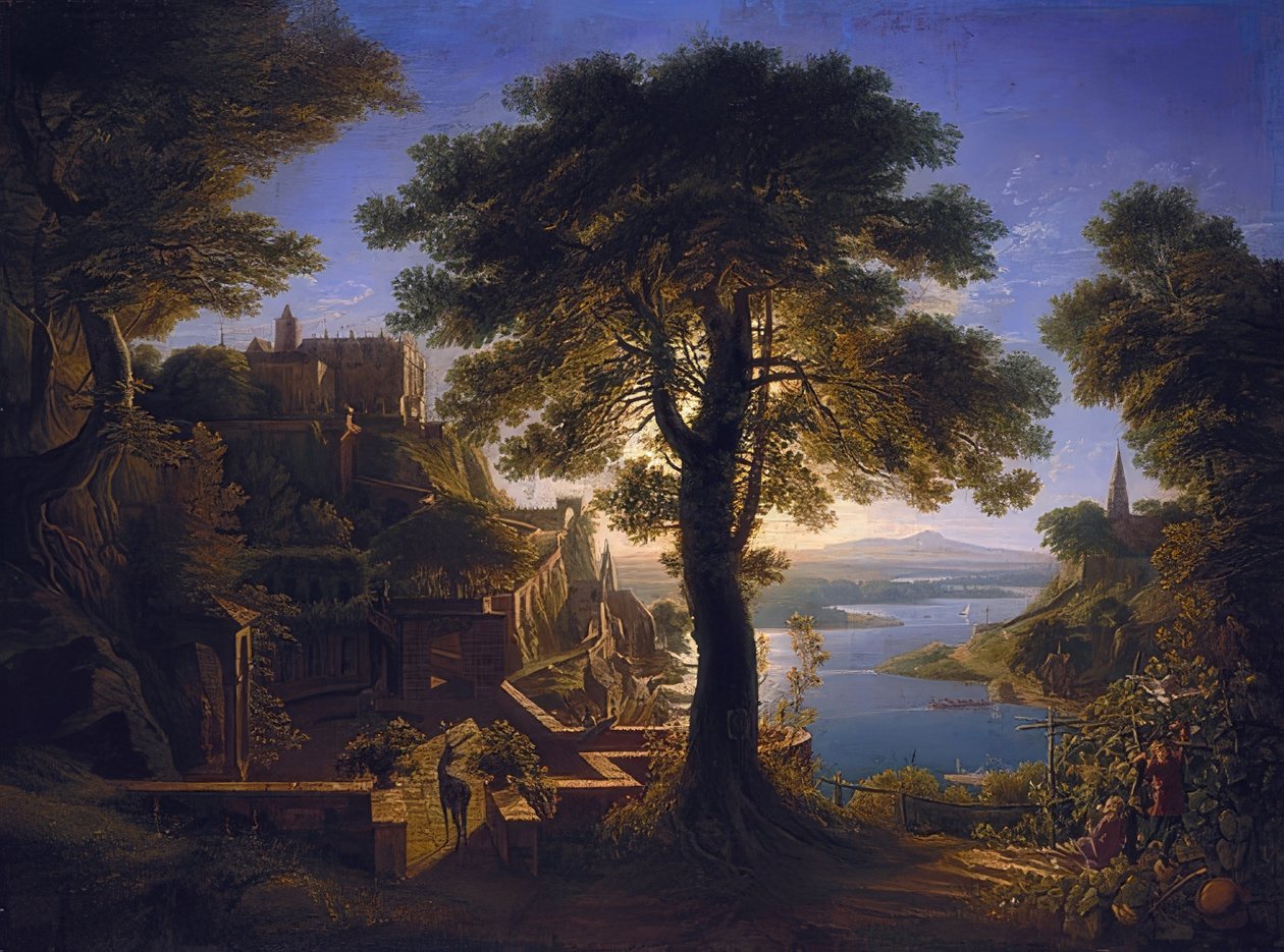Nehir üzerinde kale. 1820 by Karl Friedrich Schinkel