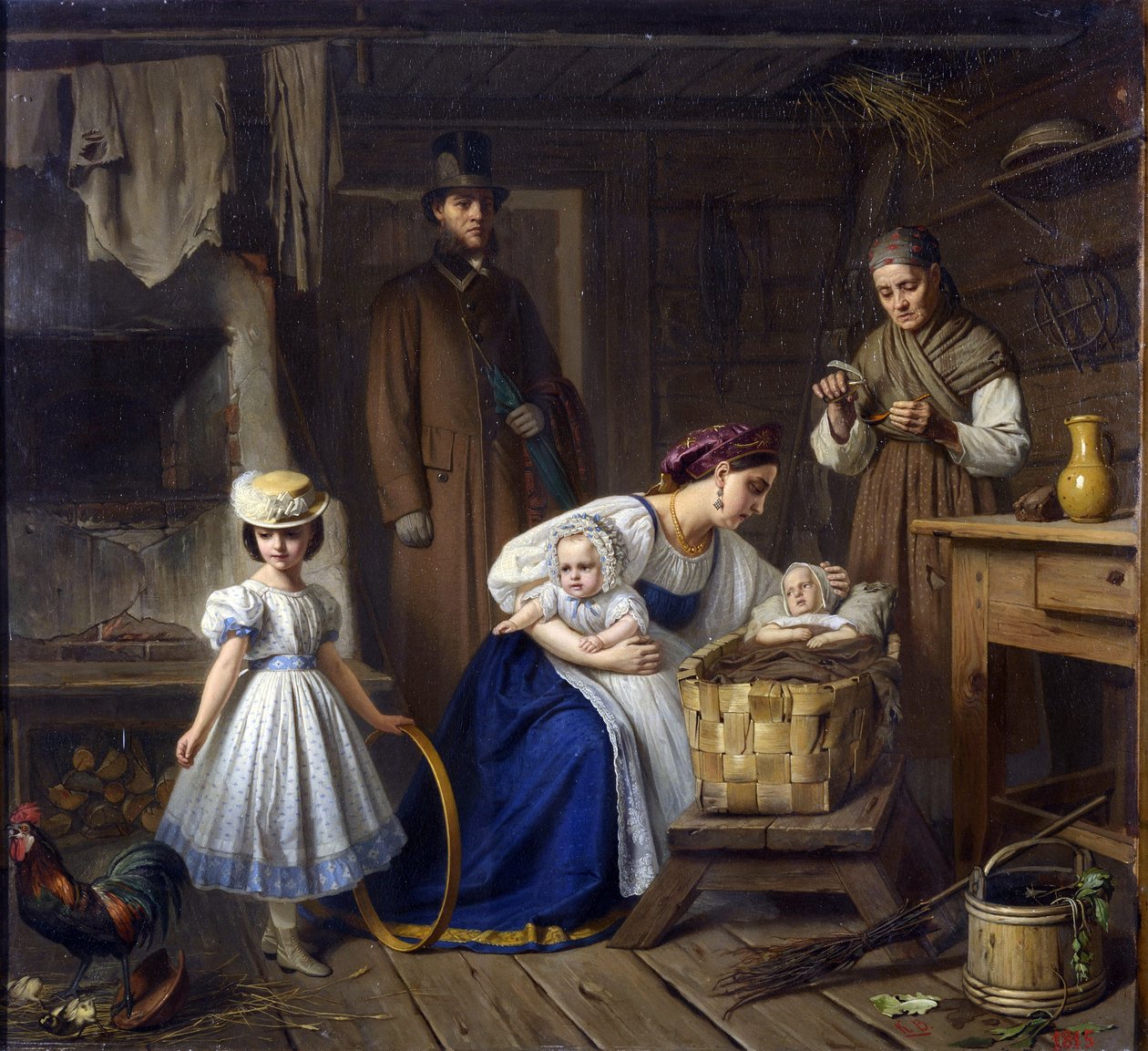 Sütanne, hasta çocuğunu Wenig, Karl Bogdanovich (1830-1908) ile ziyaret etti. by Karl Gottlieb Wenig