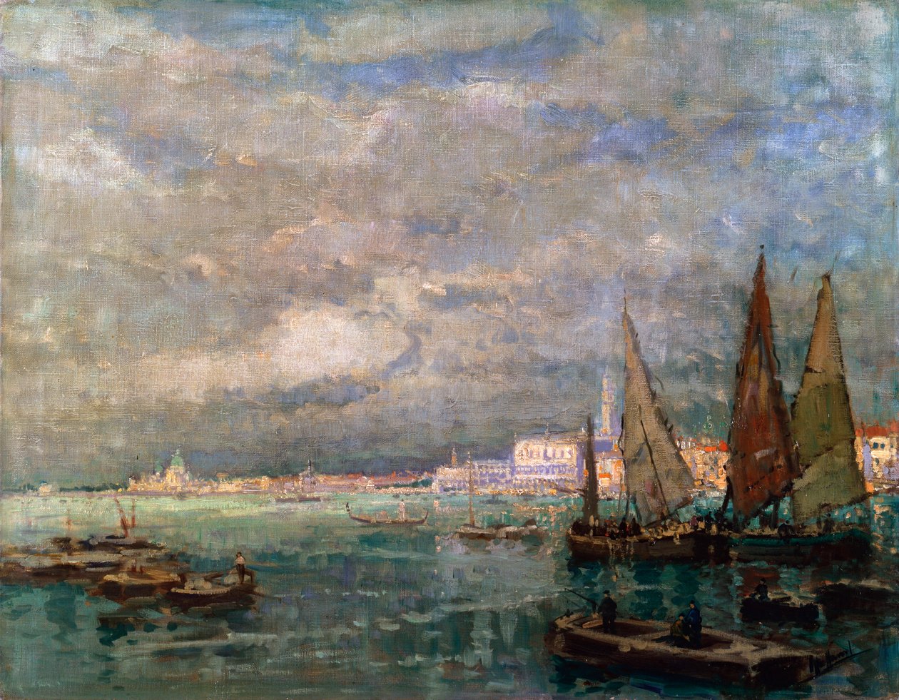 Tekneli Manzara, 19. yüzyılın sonları veya 20. yüzyılın başlarında. by Karl Hagemeister