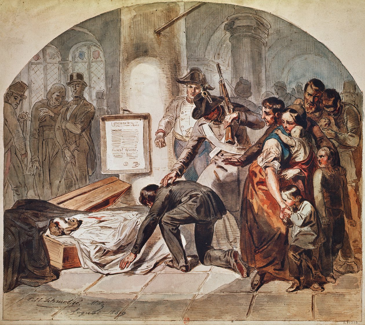 Demokratik Robert Blum çekimlerinin Ekim 1848'de Viyana'da gömülmesi by Karl Hermann Schmolze