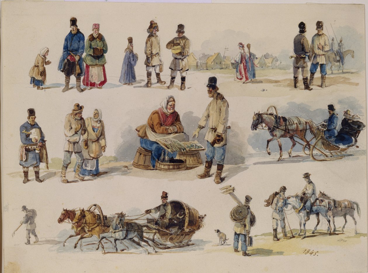 Rusya Halk Türleri, 1845 by Karl Ivanovich Kolmann