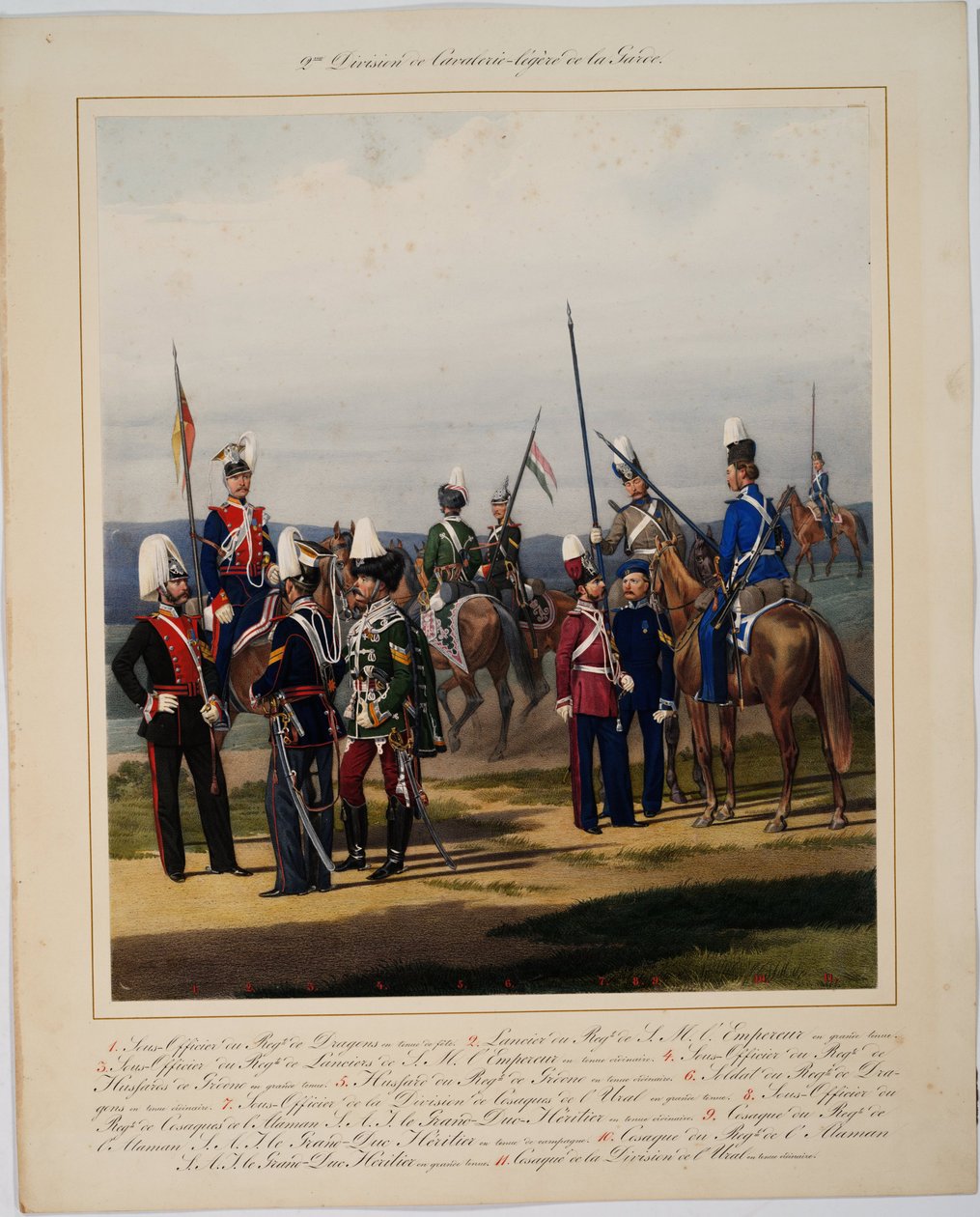 La 2eme bölümü de la cavalerie legere - 2. Muhafız Süvari Tümeni - Piratsky, Karl Karlovich (1813-1889) - 1867 - Renkli litografi - 56x45 - Özel Koleksiyon by Karl Karlovich Piratsky