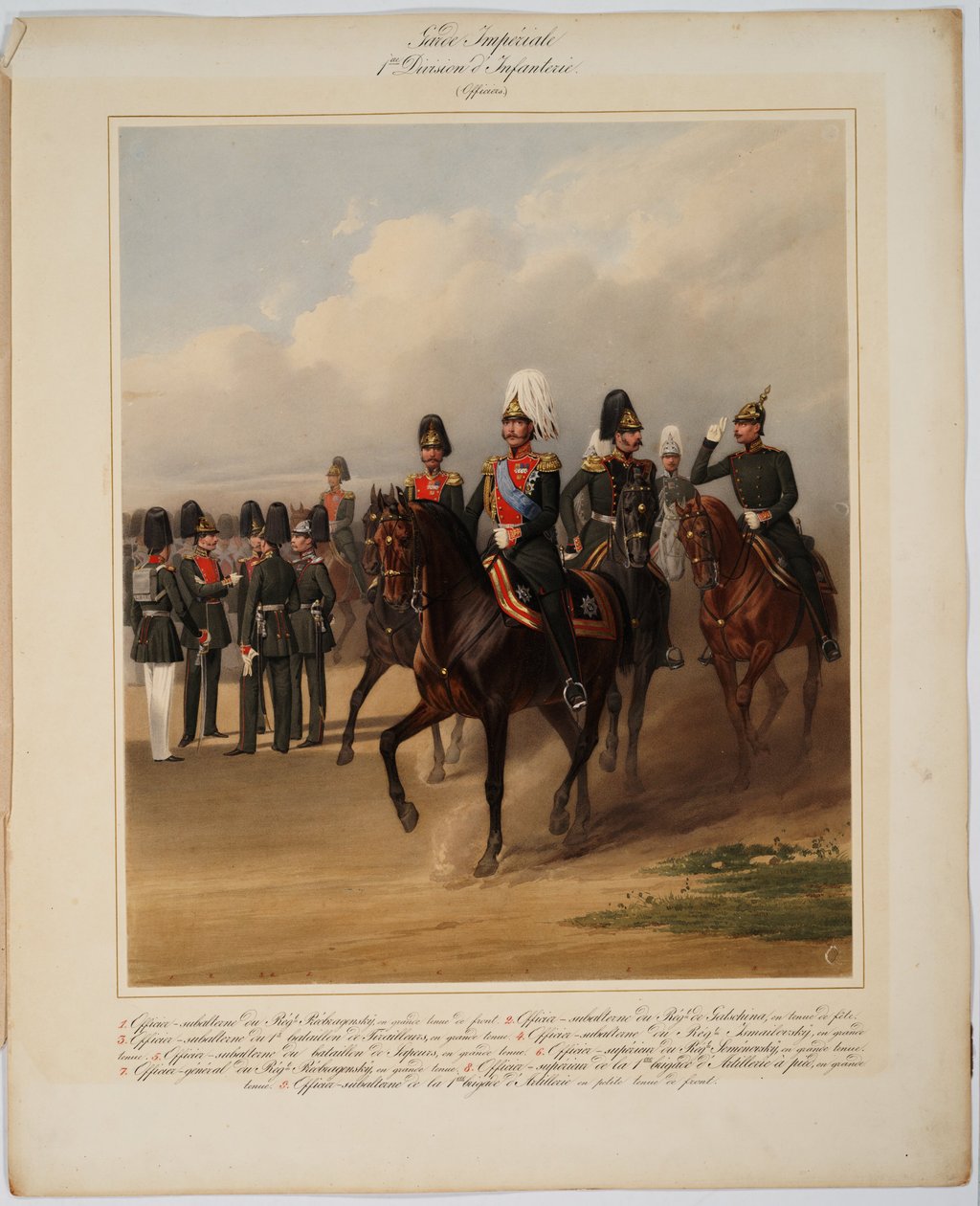 Rus İmparatorluk Muhafızlarının 1. Muhafız Piyade Tümeni subayları, 1867 by Karl Karlovich Piratsky
