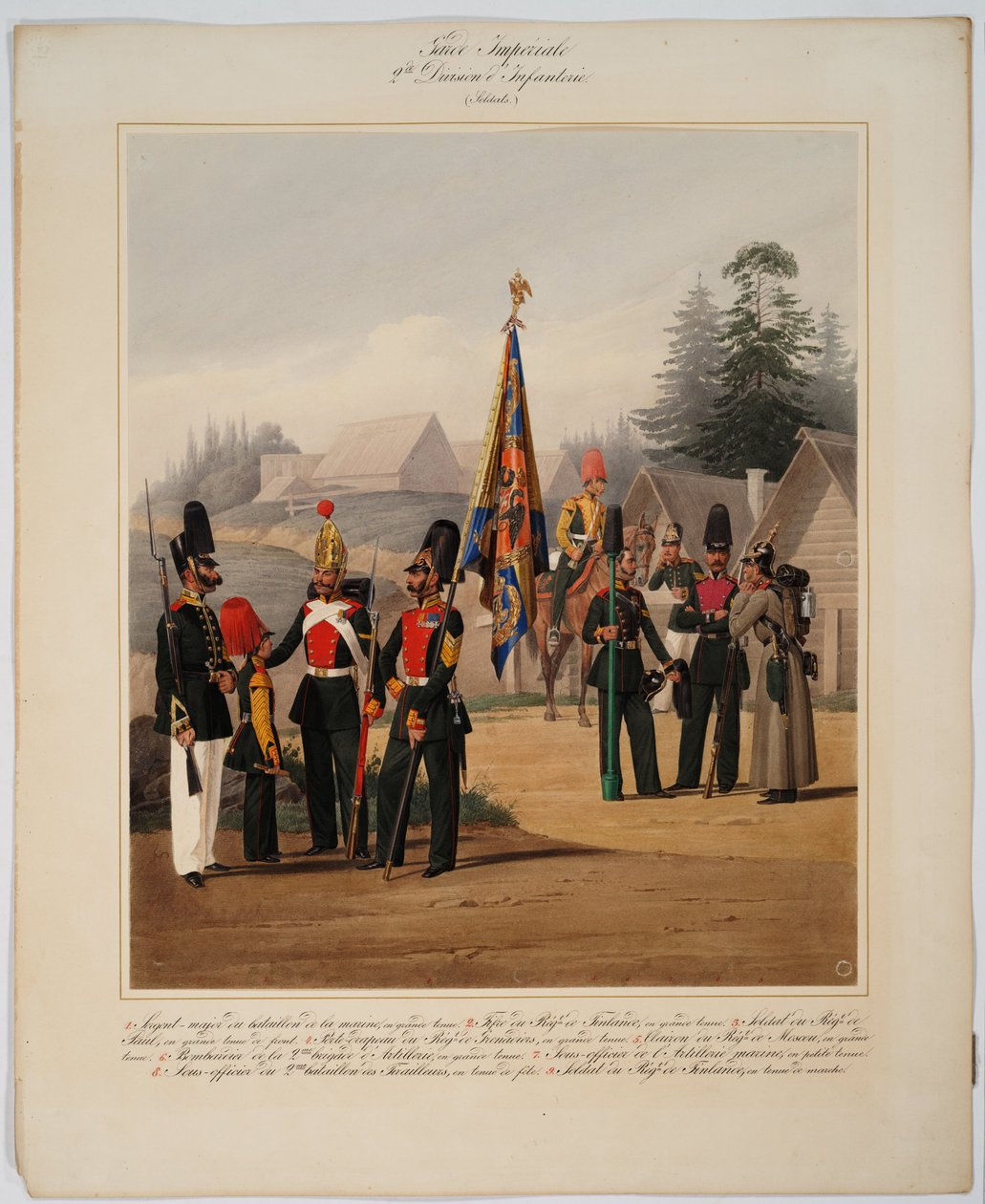 Rus İmparatorluk Muhafızlarının 2. Muhafız Piyade Tümeni askerleri, 1867 by Karl Karlovich Piratsky