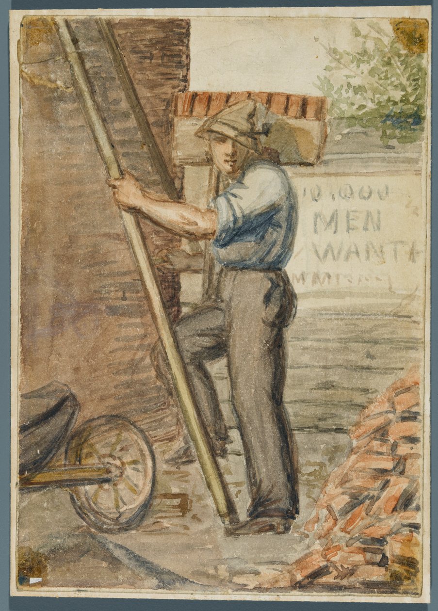 Tuğla Katmanı, 1864 (siyah medya underdrawing üzerine wc) by Karl L.H. Mueller