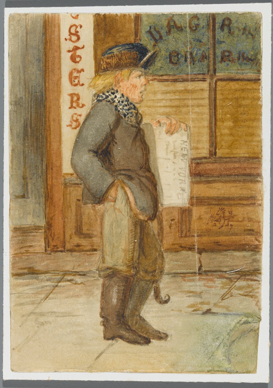 Gazete Boyu, 1864 (siyah medya underdrawing üzerine wc) by Karl L.H. Mueller