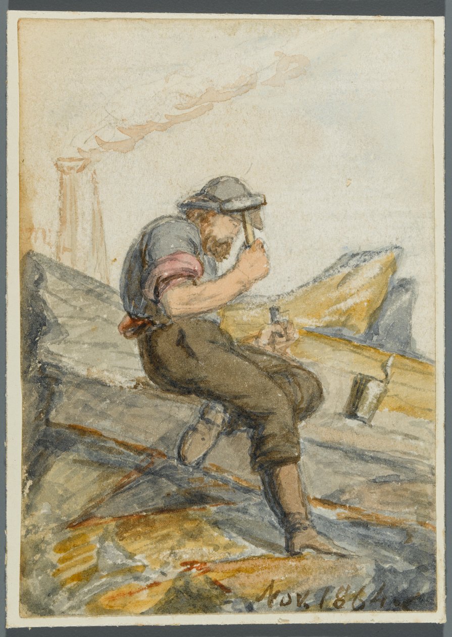 Taş İşçisi, 1864 (siyah medya alt çizimi üzerine wc) by Karl L.H. Mueller