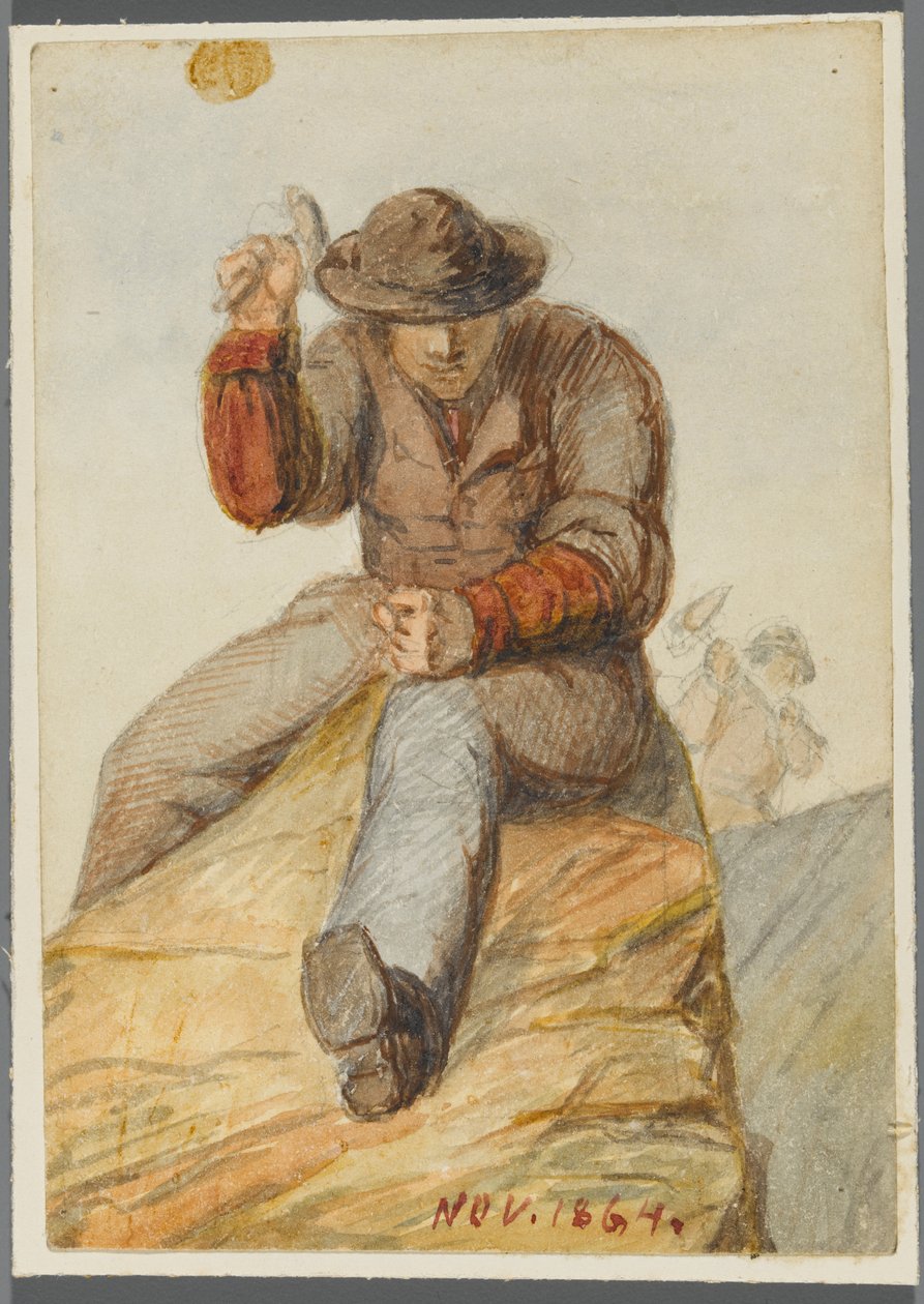 Taş İşçisi, 1864 (siyah medya alt çizimi üzerine wc) by Karl L.H. Mueller