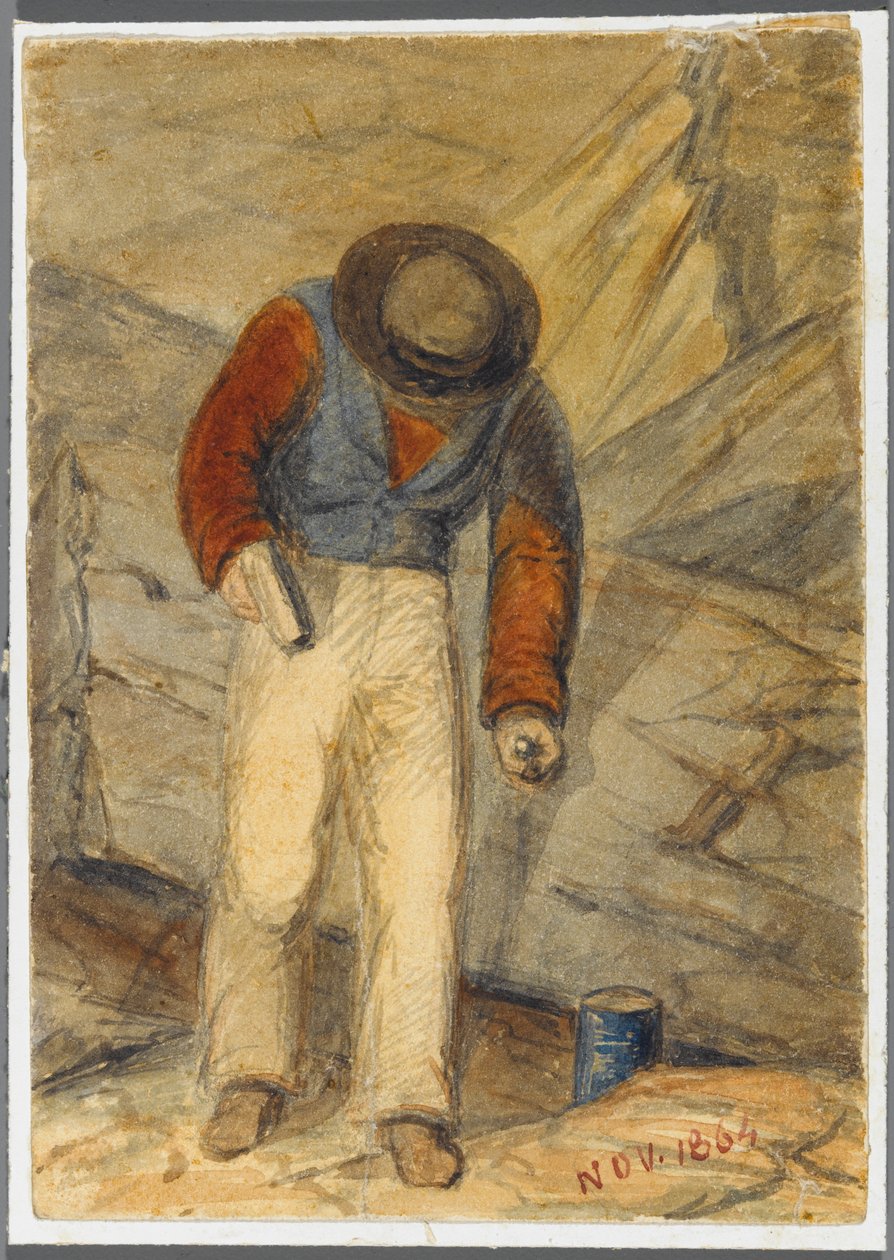 Taş İşçisi, 1864 (siyah medya alt çizimi üzerine wc) by Karl L.H. Mueller