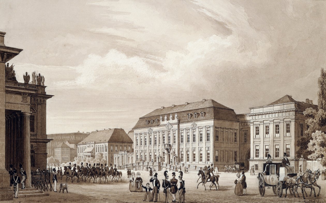 Unter Den Linden, Berlin, 1840 dolayları (suluboya) by Karl Loeillot de Mars