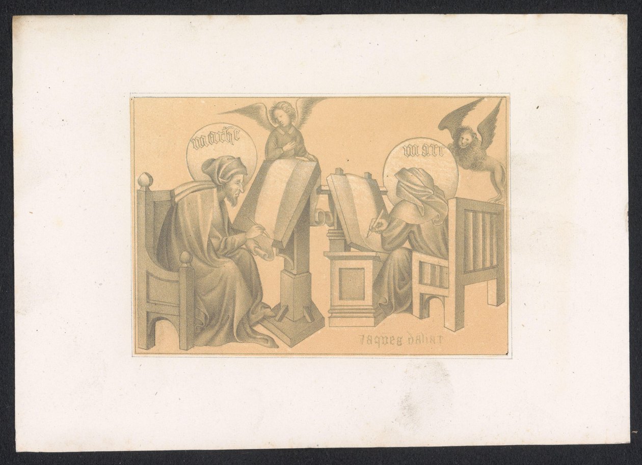 Evangelistler Matteus ve Marcus 15. yüzyıldan kalma bir Hollandalı usta tarafından tasarımlar ve çalışmalar. Yüzyıl. Berlin Kraliyet Kütüphanesinde saklanan orijinallere dayanmaktadır (seri adı) by Karl Palzow