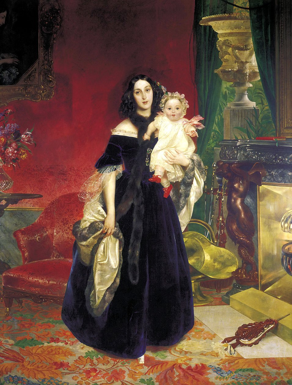 Maria Arkadyevna Stolypina Beck 1819-1889, kızıyla birlikte, 1840. by Karl Pavlovich Bryullov