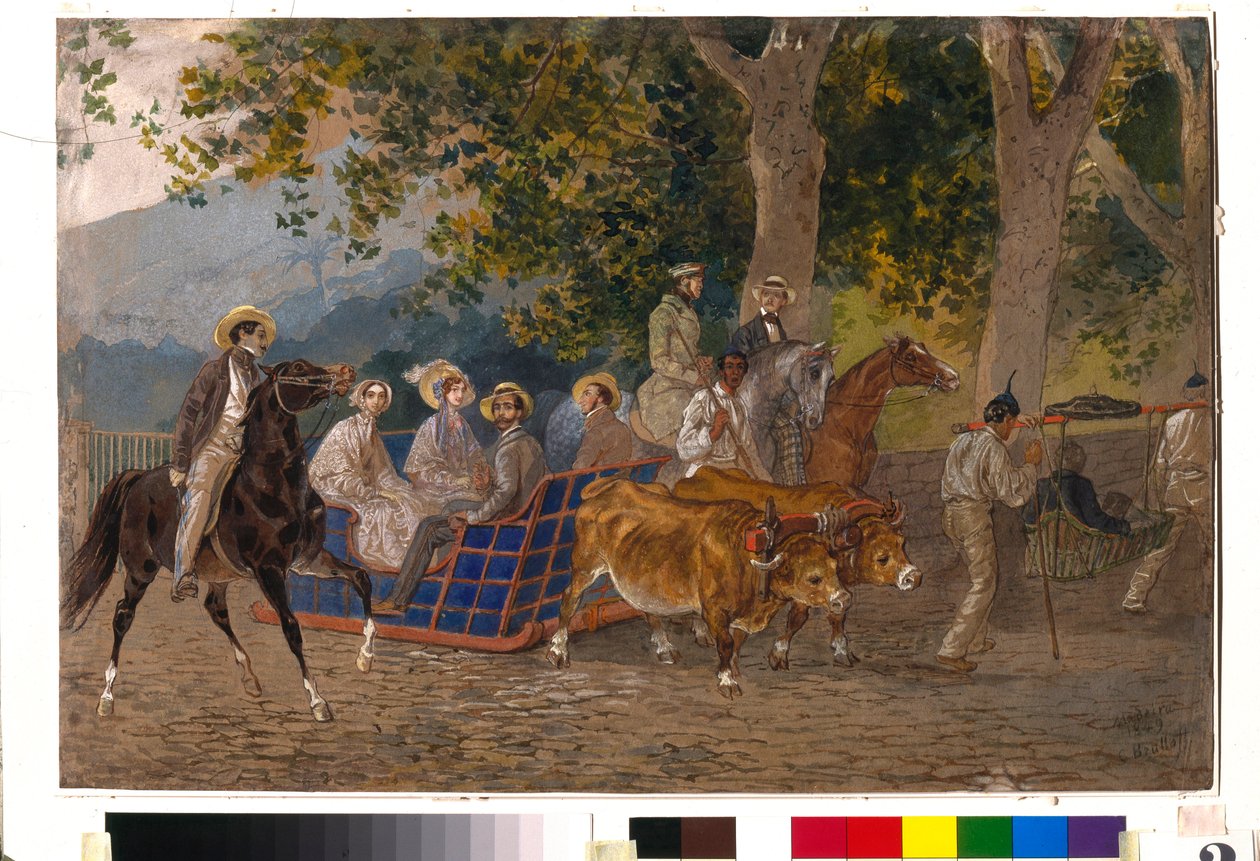 Öküzlerin, at sırtında veya çöplükte çizdiği bir takımda yürümek - Karl Pavlovich Briullov