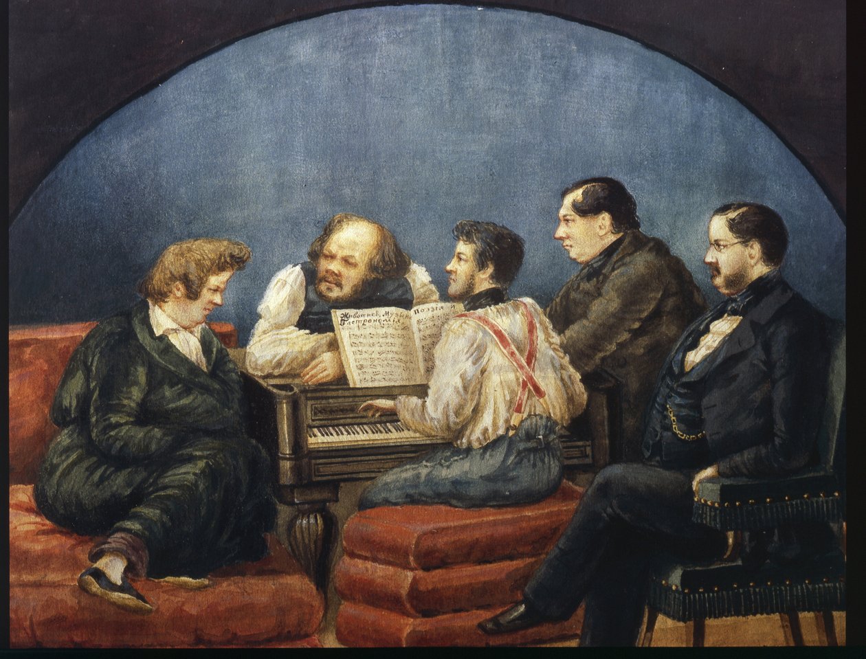 Besteci Michail I Glinka ve arkadaşları (K Briullov, M Glinka, Y Yanenko, N Kukolnik