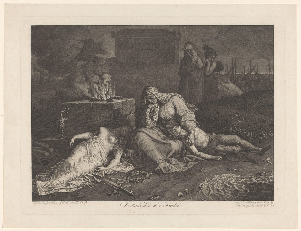 Hecuba öldürülen çocukları için yas tutuyor Hekuba und ihre Kinder (nesne üzerindeki başlık) by Karl Russ